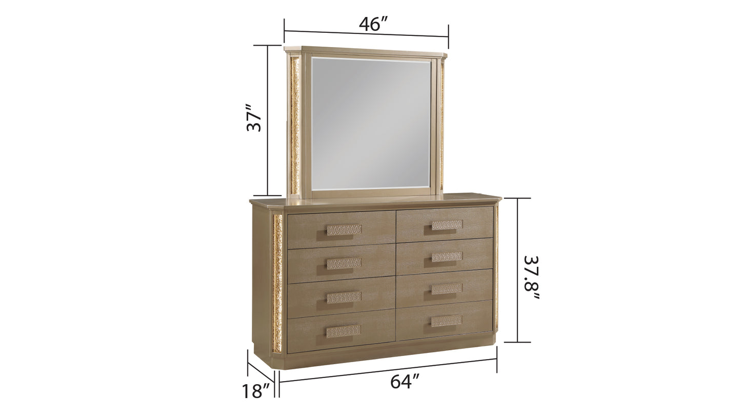 Queen 4PC Bedroom set Made with Wood in Gold