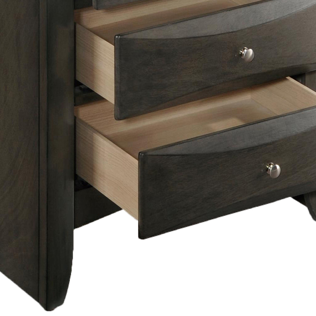 Grey Oak Nightstand with 2 Drawers