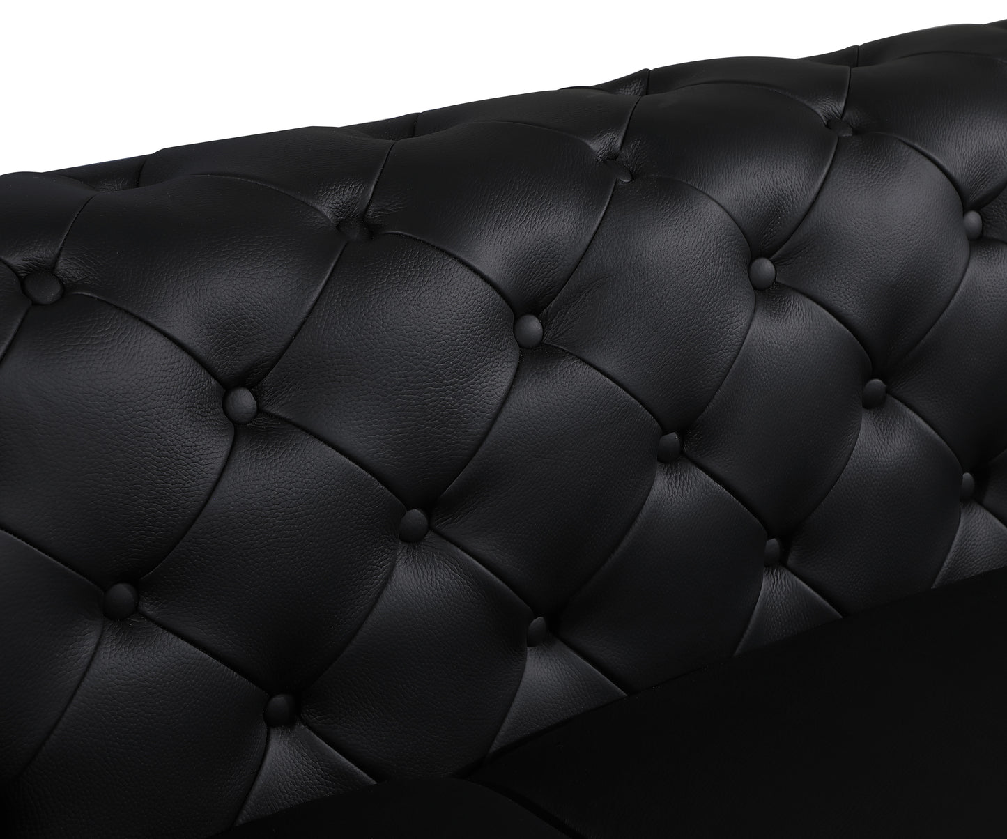 Global United Top Grain 100% Italian Black Leather Sofa