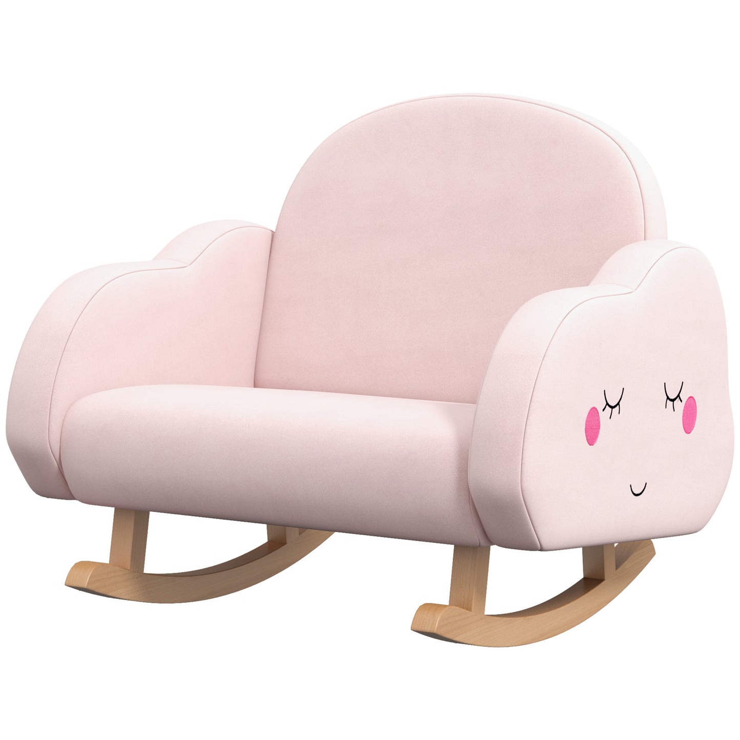 Qaba Kids Rocking Chair, Cloud Shaped Children Rocker Armchair for Nursery Playroom Preschool, with Solid Wood Legs, Anti-Tipping Design, for 1.5-5 Years, Pink