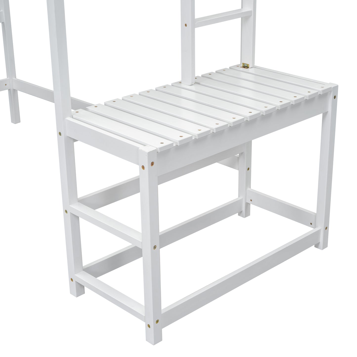 Twin Size High Loft Bed with Ladder landing Platform, Ladders, Guardrails,White