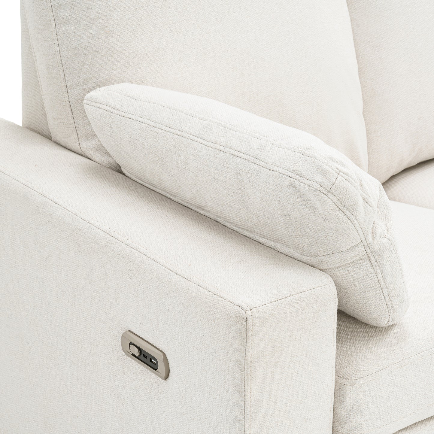 89" Power Recliner Sectional Sofa Home Theater Reclining Sofa with Two USB Ports, Two Storage Drawers for Living Room, Beige