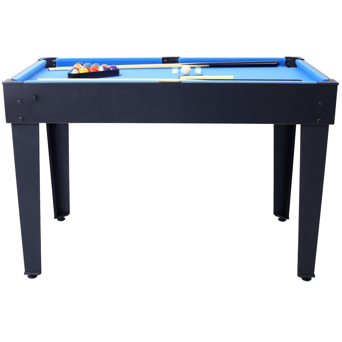 5-in-1 Multi-Game Table - Billiards, Push Hockey, Foosball, Ping Pong, and Basketball black/blue