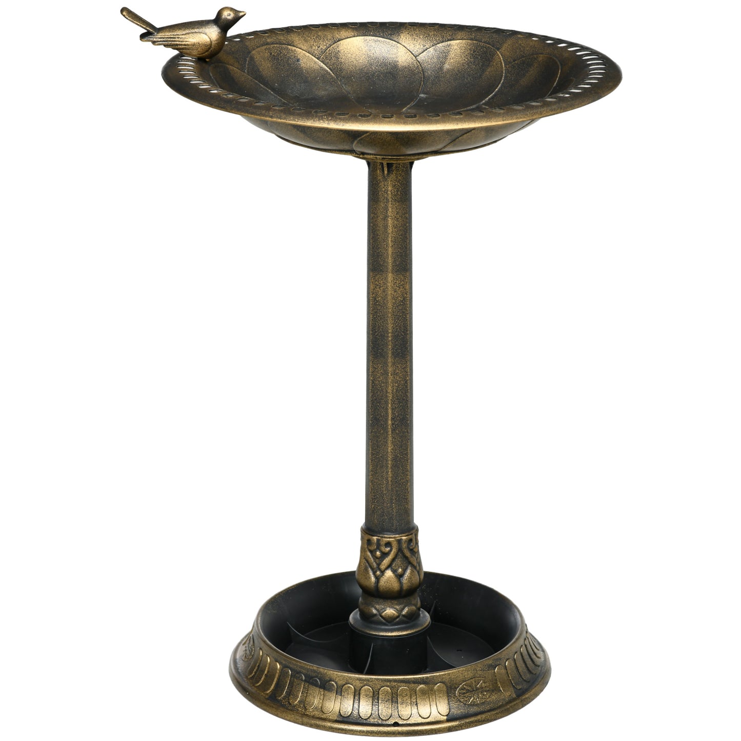 Outsunny 28' Antique Bird Bath with Pedestal Flower Planter Base, Vintage Style Decorative Birdbath & Bird Feeder Bowl, Decoration Yard Statue, Bronze