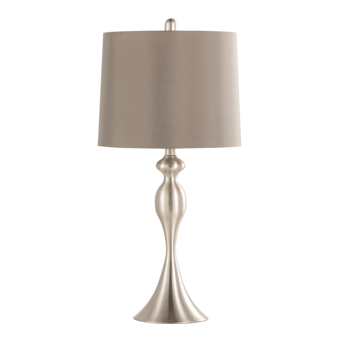 Ashland 27" Contemporary Metal Table Lamp in Brushed Nickel with Taupe Satin Shade from Grandview Gallery by LumiSource - Set of 2