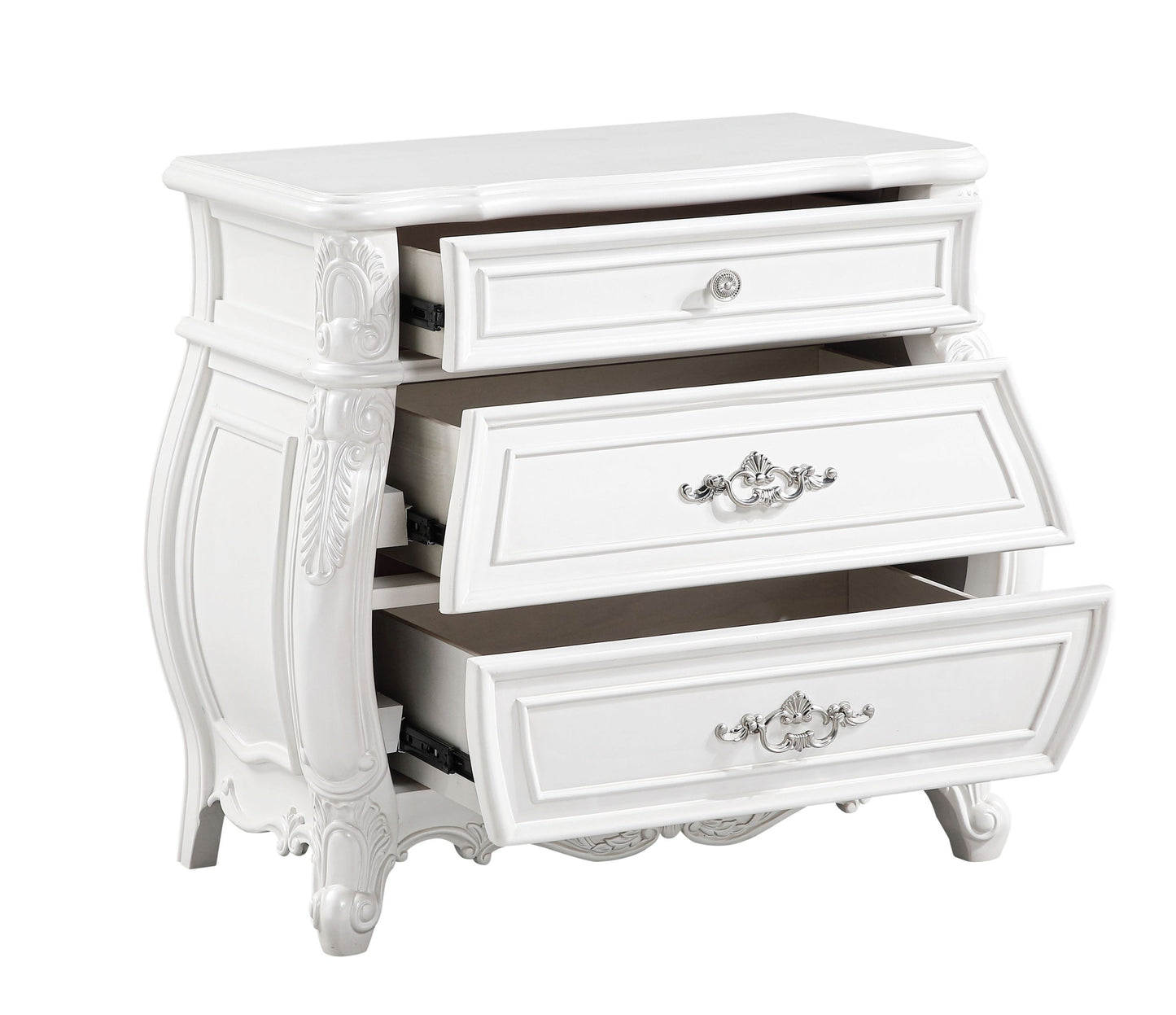 Opulence Modern Style 3-Drawer Night stand Made with Wood in Pearl White