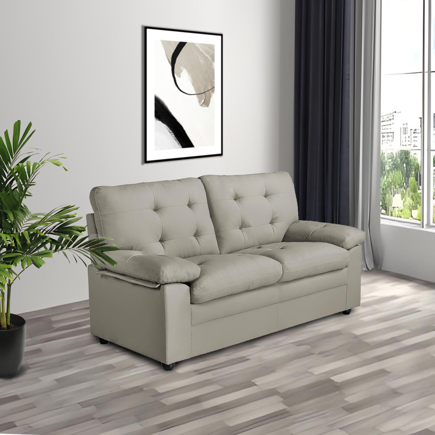 Apartment Love seat Love, 3-SEAT, Grey Faux Leather