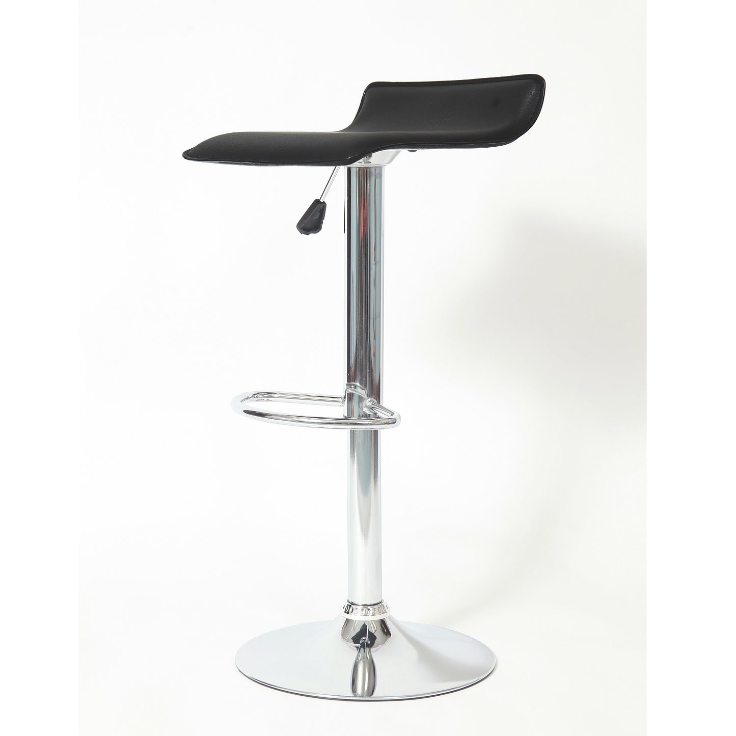 Contemporary Chrome Air Lift Adjustable Swivel Stools with Black Seat, Set of 2