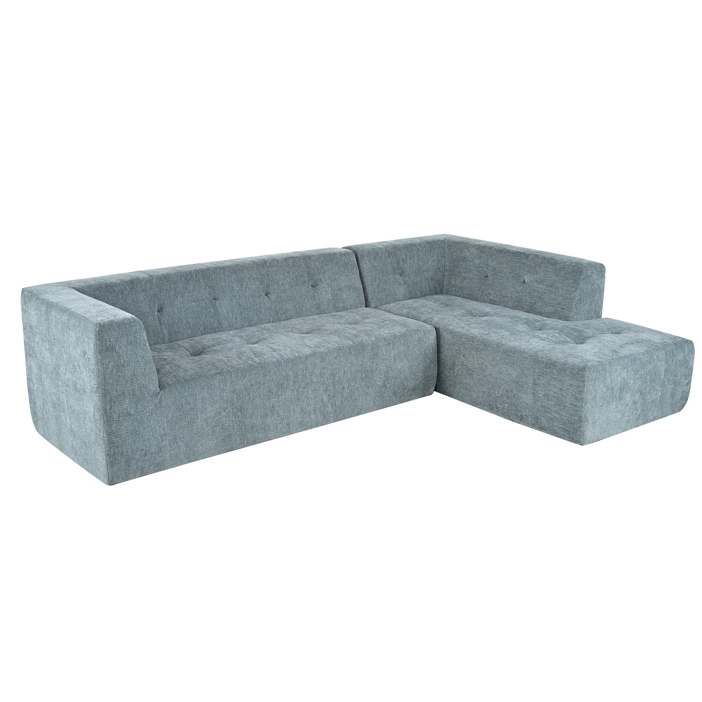 112.2*74" Modular Modular Combination Living Room Sofa Set, Modern Minimalist Sofa, Living Room Upholstered Sofa Bed, Bedroom, 2pcs Computer Free Combination, L-Shaped,Blue Gray