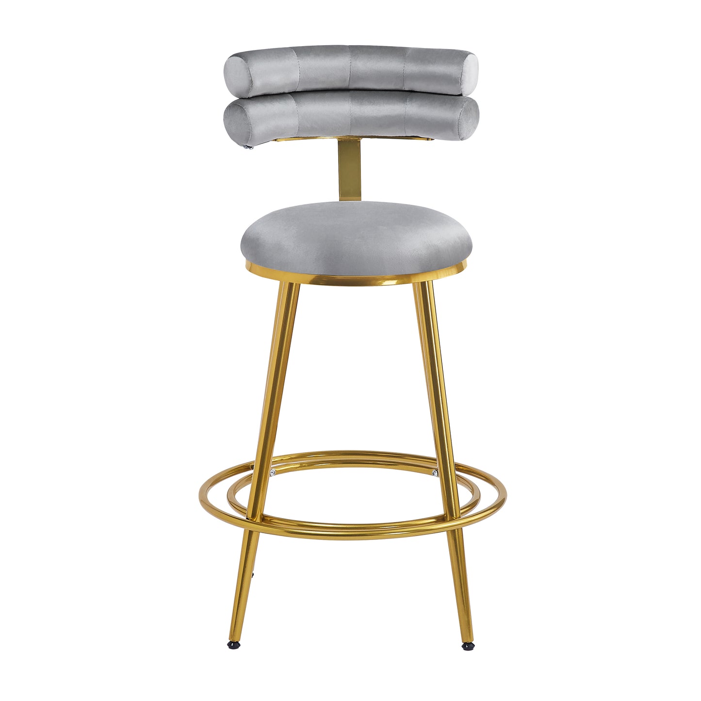 27.65'' Modern Counter Stools Set of 2,Dark gray velvet Counter Stools with iron Frame,Soft back and cushion,Footrest,suitable for Kitchen/Bedroom/Dining Room