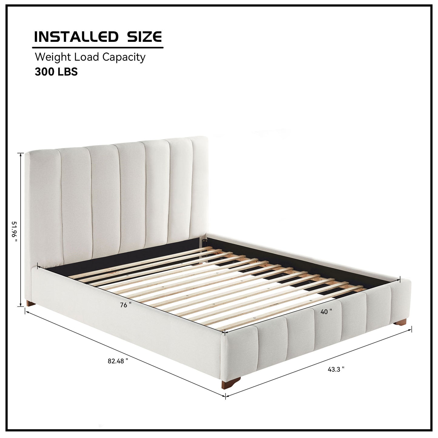 Twin Size Modern Design Bed Frame Upholstered Queen Bed Frame Platform with Headboard Fabric Headboard Wooden Slats Support, No Box Spring Needed,Mattress Foundation,White