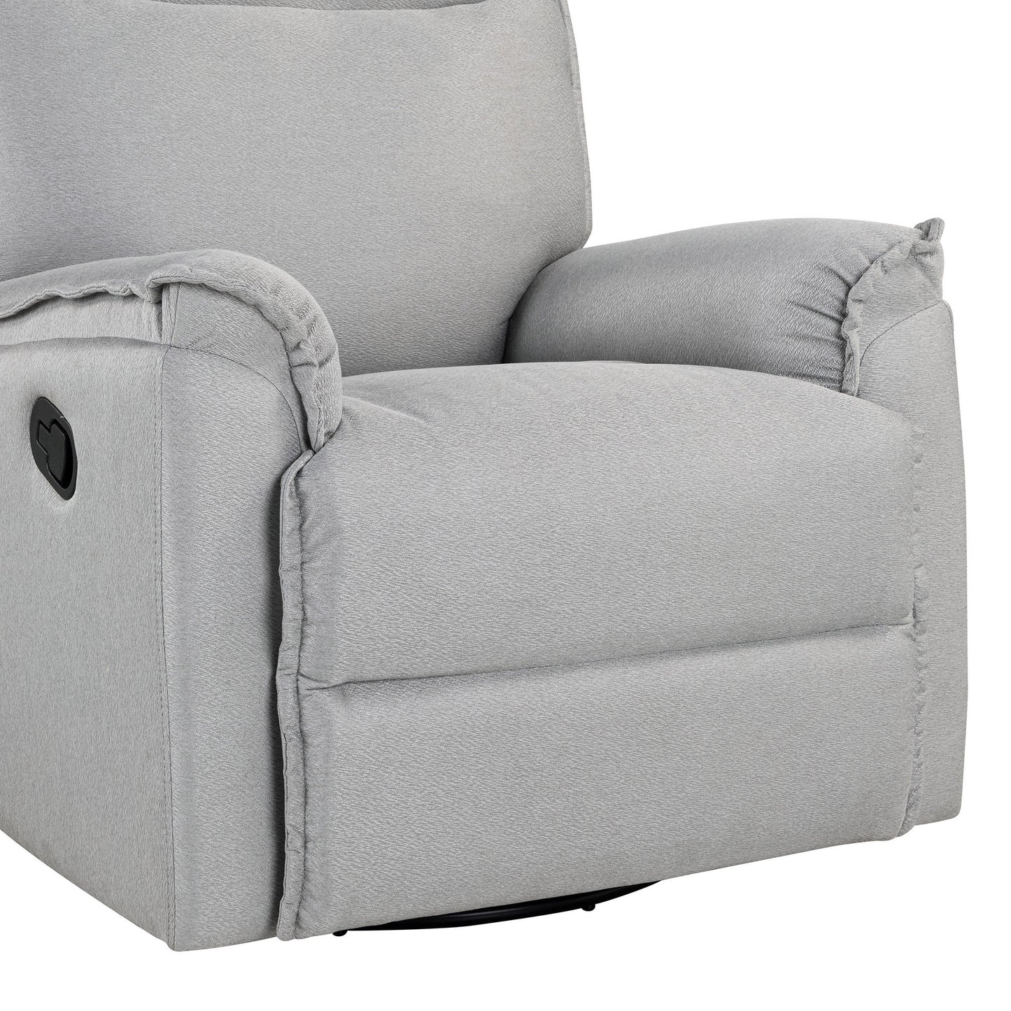 360 Degree Swivel Upholstered Manual Recliner Chair Theater Recliner Sofa Nursery Glider Rocker for Living Room, Grey