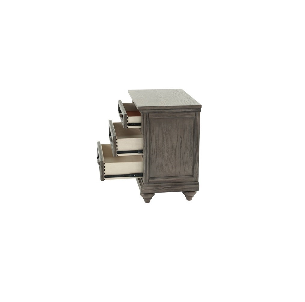 Contemporary Modern Look Antique Gray Oak Finish 1pc Nightstand Storage Space Bedside Table Oak Veneer Bedroom Furniture