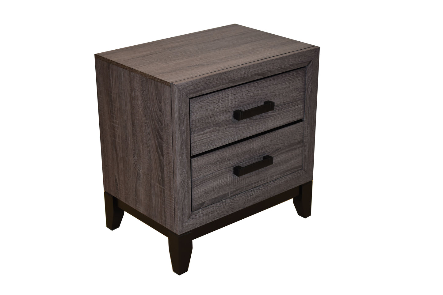 Contemporary Style 2-Drawer Nightstand Made with Wood in Gray