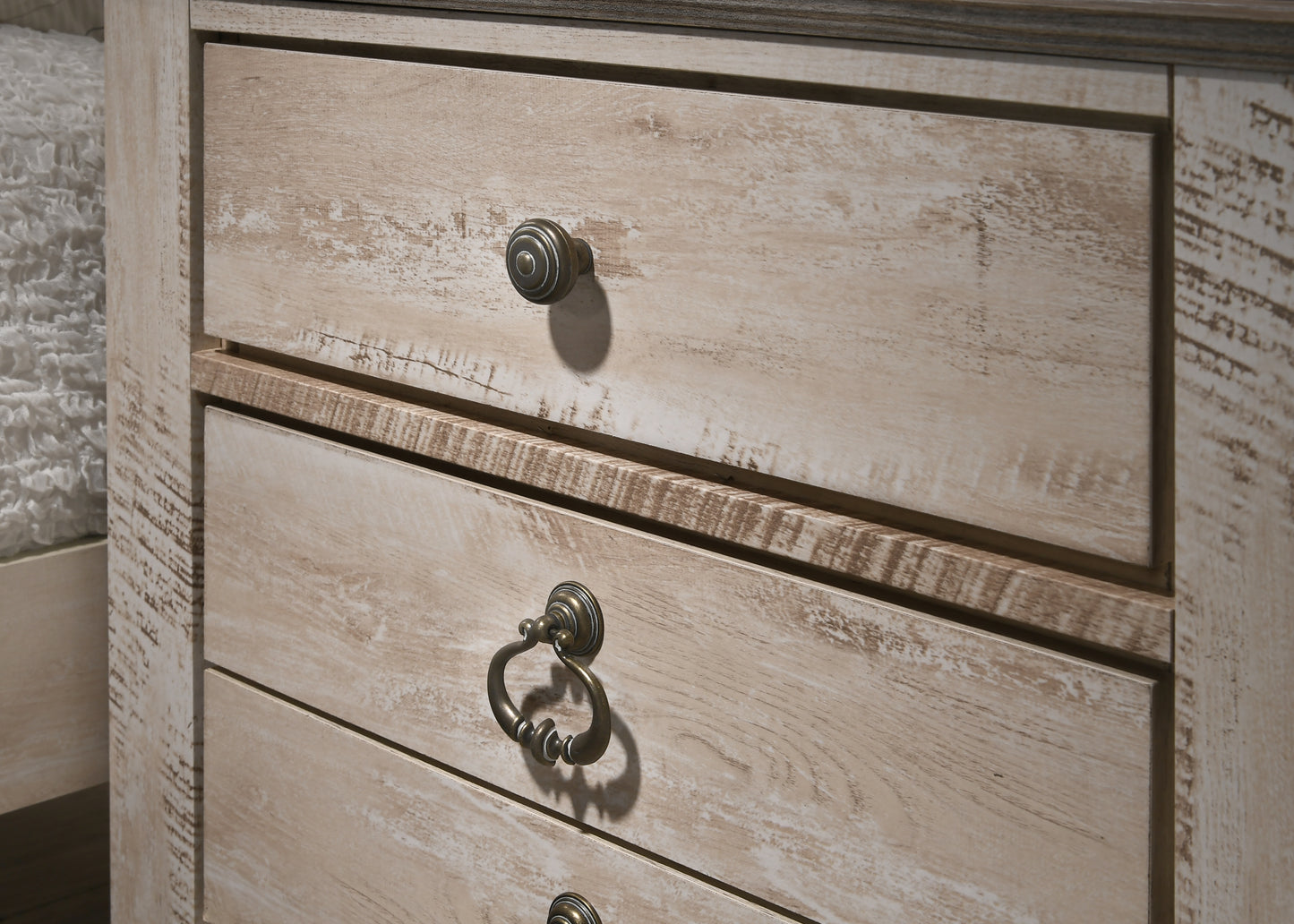 Imerland Contemporary Patched Wood Top 3-drawer Nightstand, Antique Brown