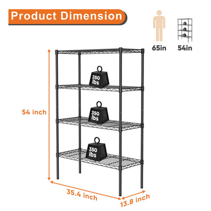 Storage Shelving Unit, Adjustable Metal Wire Racks Heavy Duty Standing Shelf Organizer for Kitchen, Closet, Pantry, Garage, Bathroom, Laundry,4-Tier