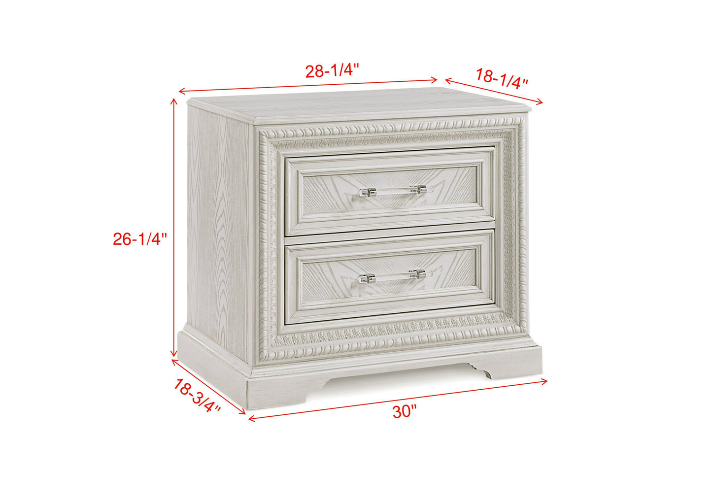Beautiful Transitional Style 1pc 2-Drawer Nightstand White Cream Finish Wooden Home Bedroom Furniture