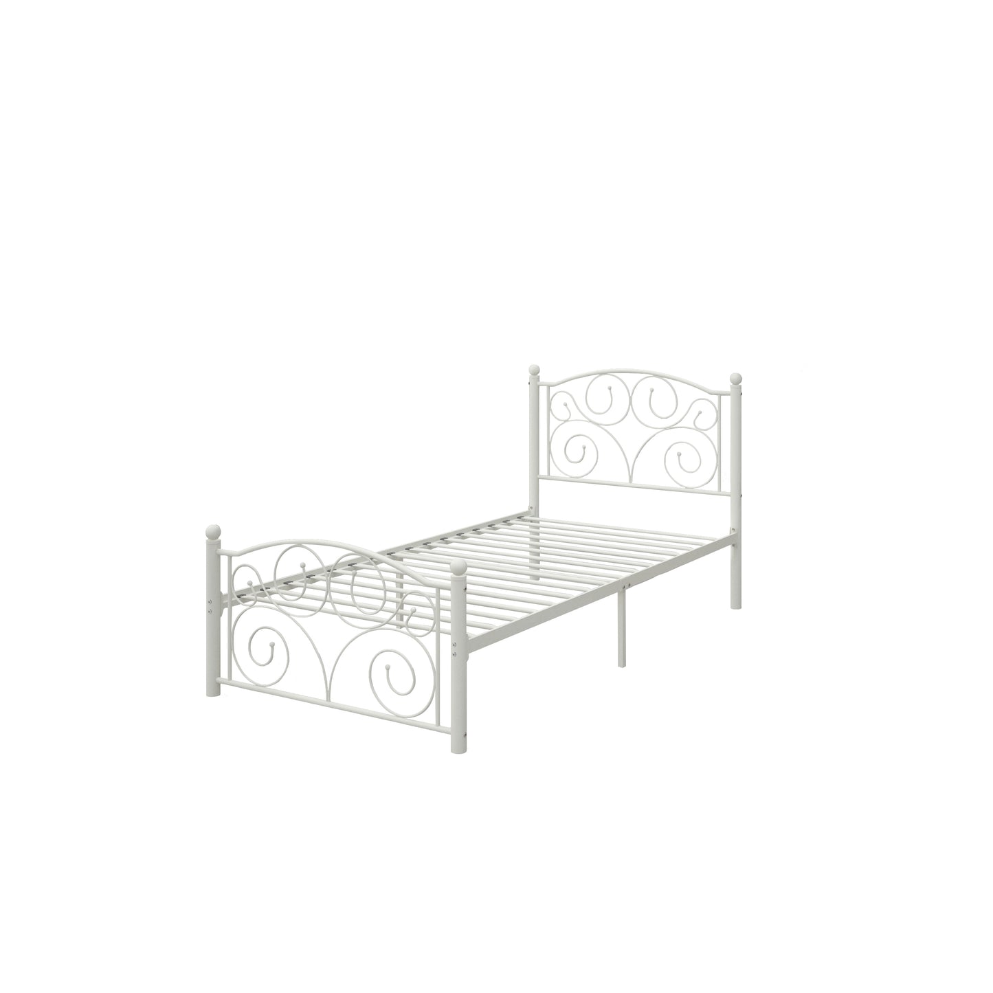 Twin Size Unique Flower Sturdy System Metal Bed Frame with Headboard and Footboard