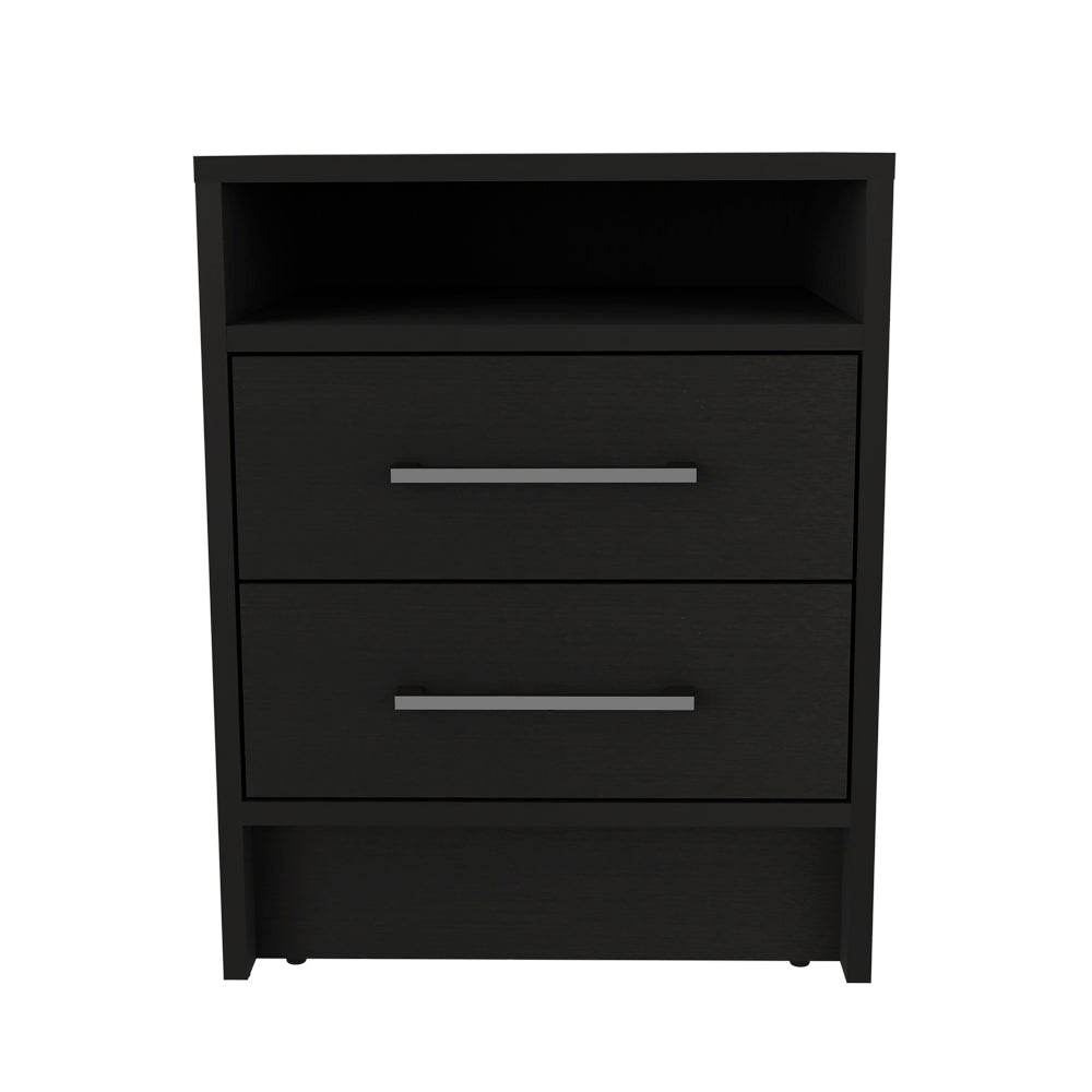 Nightstand Cartiz, Two Drawers, Black Wengue Finish