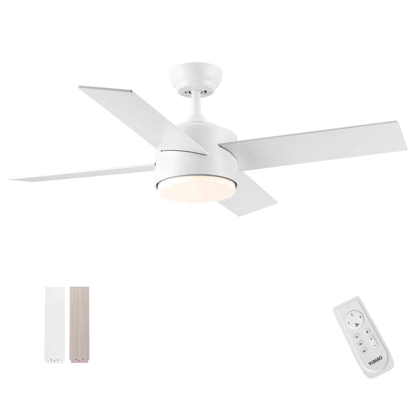 44 In Intergrated LED Ceiling Fan Lighting with White ABS Blade