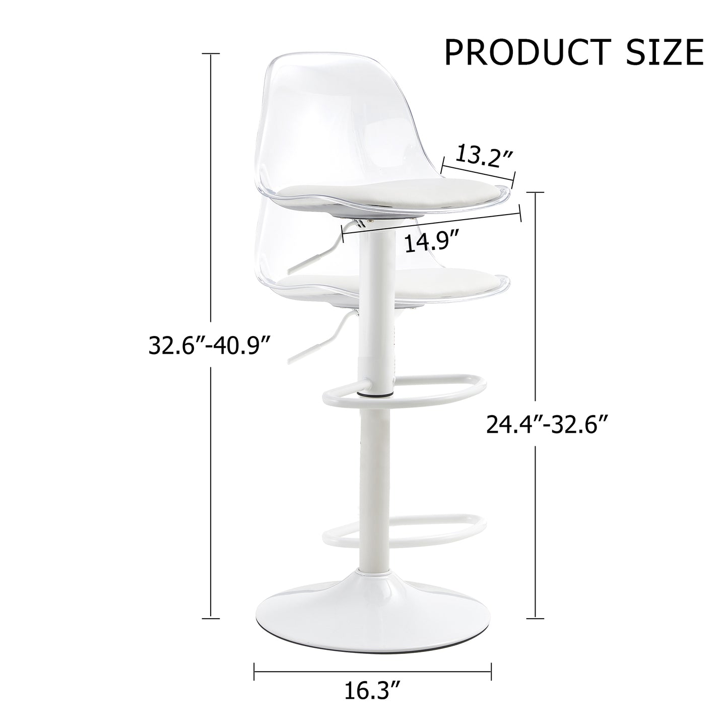 Modern minimalist bar chairs and bar stools. Can rotate 360 ° and adjust lifting. PET backrest and PU seats. Set of 2. Suitable for bars, restaurants, and front desk cashiers.