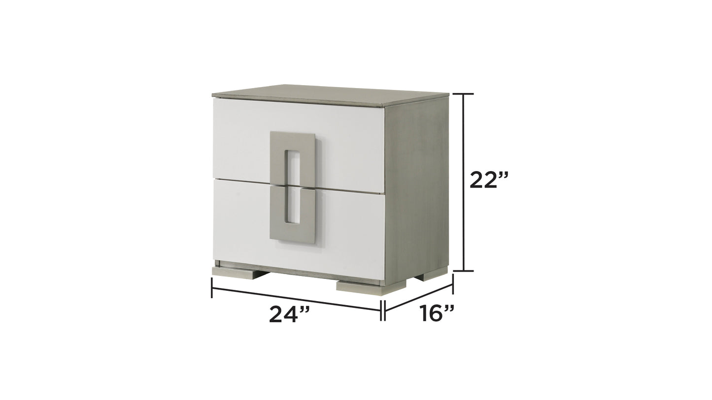 Olivia Contemporary Style 2-Drawer Night stand Made with Wood in White