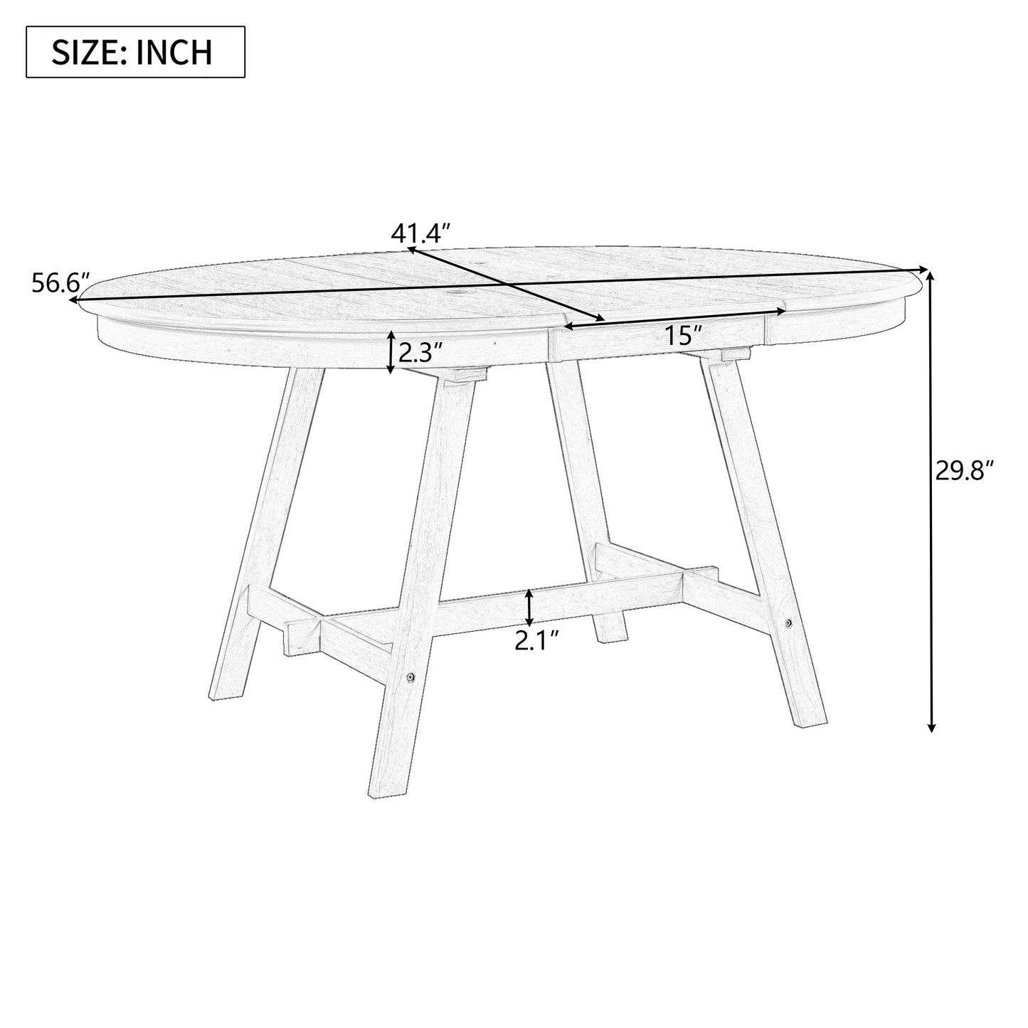 TREXM Wood Dining Table Round Extendable Dining Table for Dining Room (Gray)