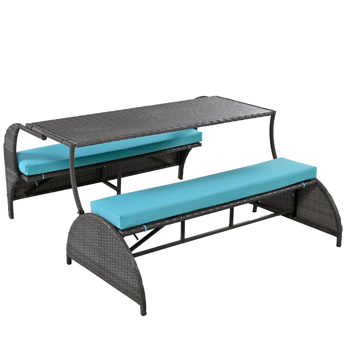 U_STYLE Versatile outdoor loveseat that converts to four seats and a table, suitable for gardens and lawns