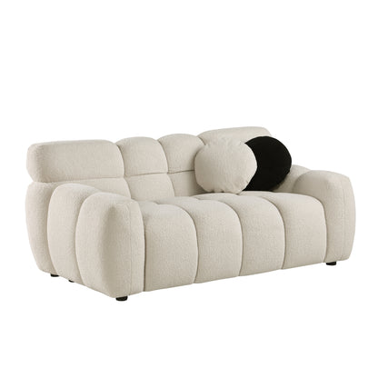 64.96 length ,35.83" deepth ,human body structure for USA people,  marshmallow sofa,boucle sofa ,2  seater, BEIGE  BOUCLE