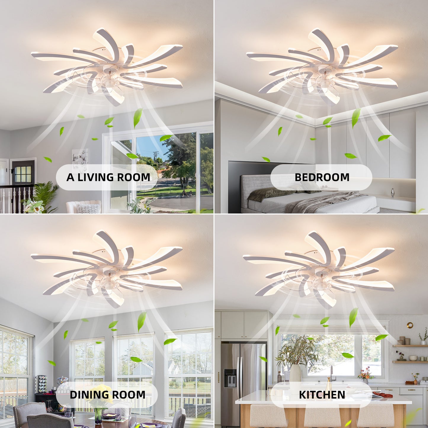 30.7In Ceiling Fan with Lights, Remote Control 3 Color Temperatures,6 Gear wind Speed Fan Light