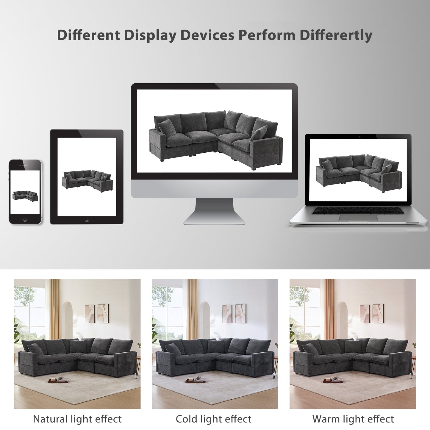 86*86" Modern L Shape Modular Sofa, 5 Seat Chenille Sectional Couch Set with 2 Pillows Included, Freely Combinable Indoor Funiture for Living Room, Apartment, Office, 2 Colors