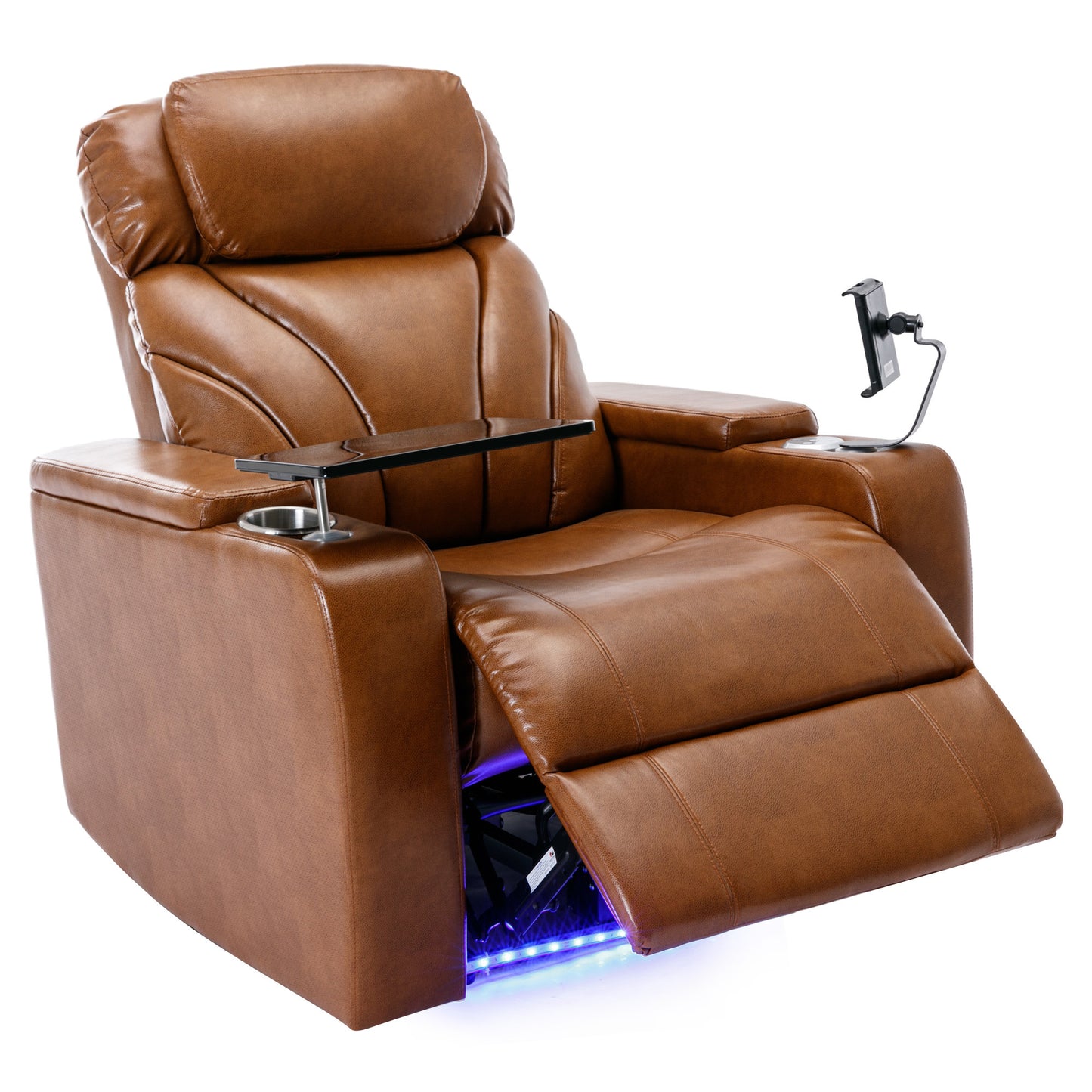 Power Motion Recliner Electric Power Recliner with USB Charging Port, Hidden Arm Storage, Convenient Cup Holder and Bluetooth Speaker,  Light  Brown(Old Sku:SG000800AAS)