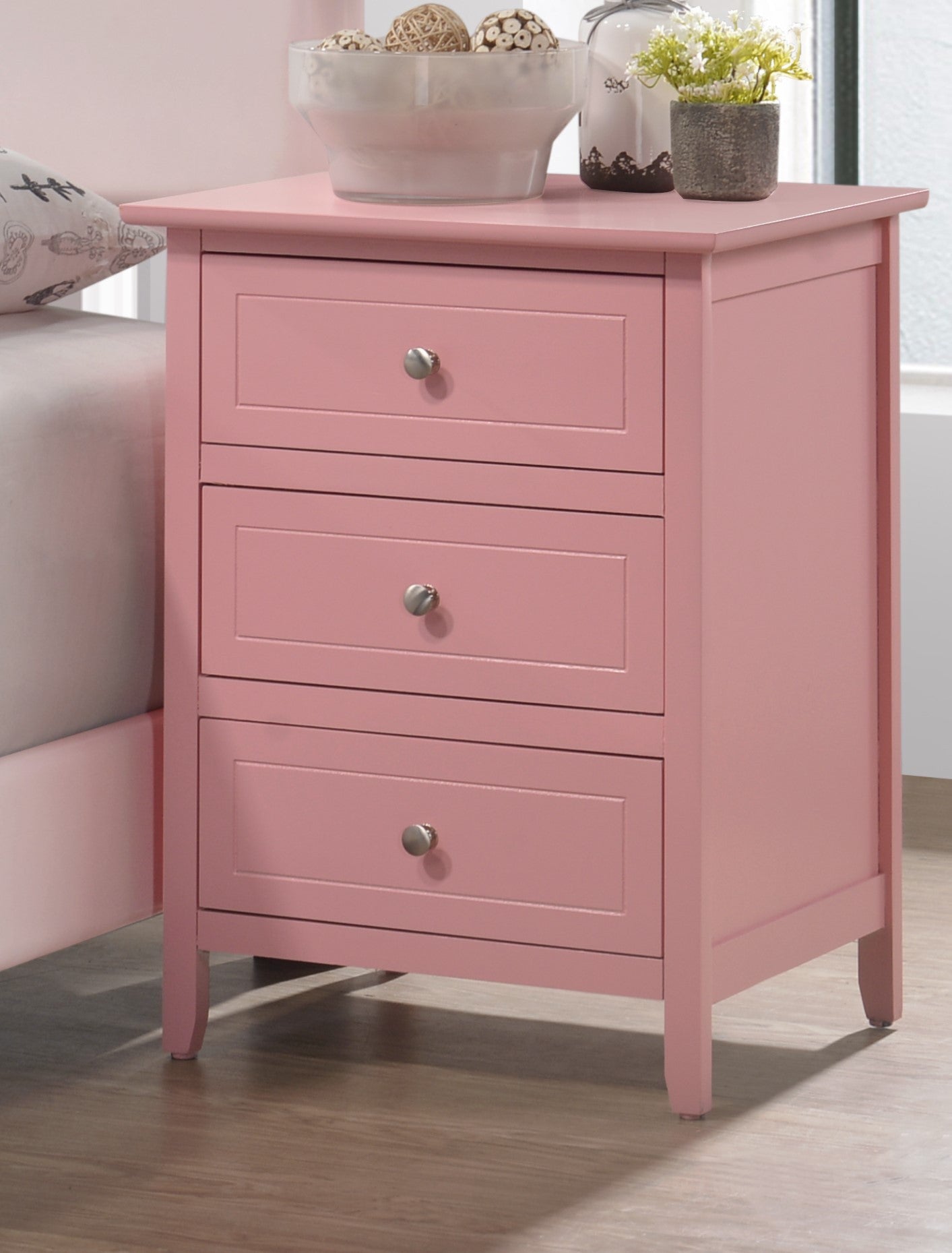 Charming Contemporary Pink Nightstand