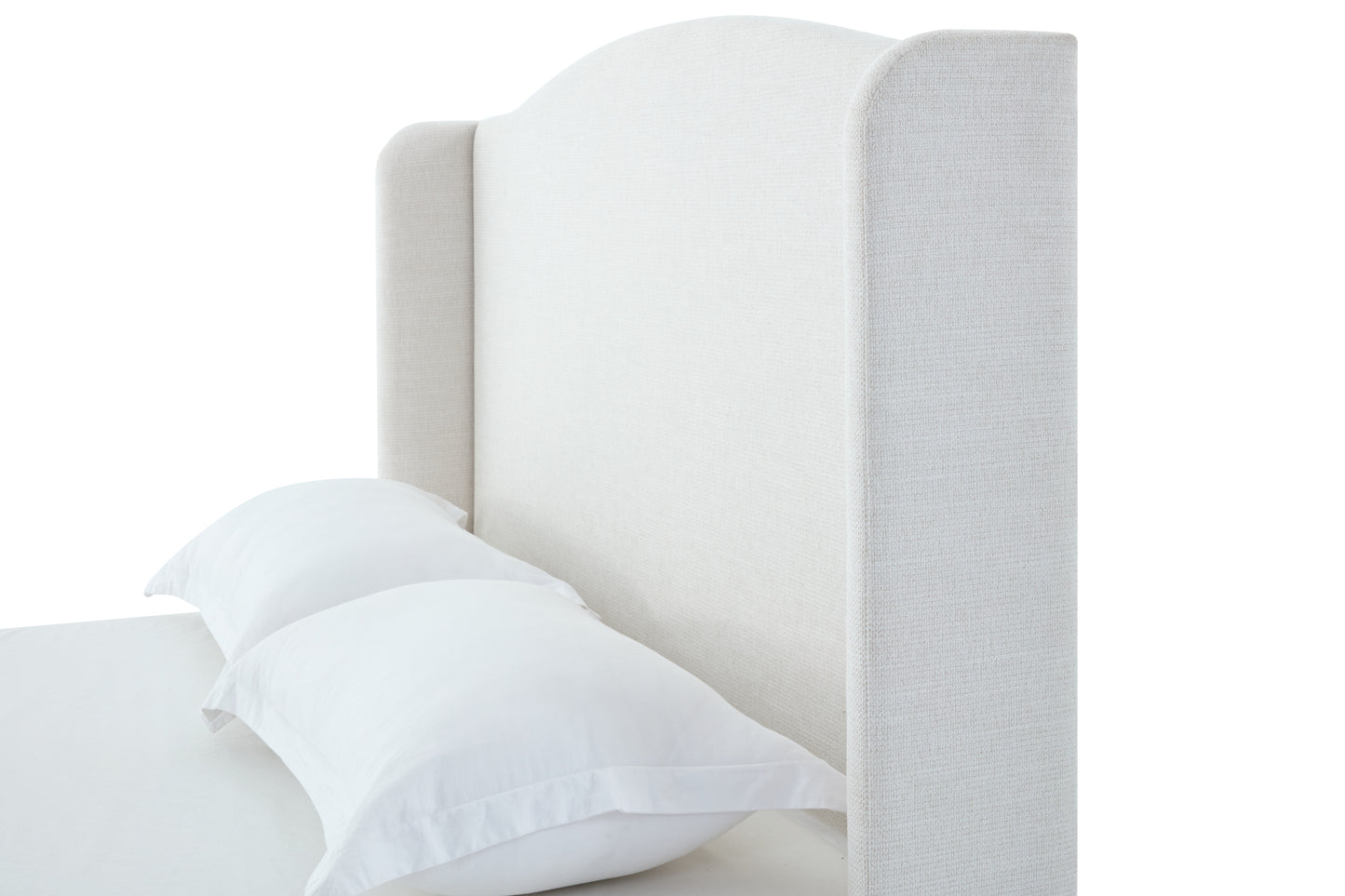 Hannah Upholstered Wingback Bed Size King / Tall 54" Headboard Upholstered King Bed / Premium Textured Canvas Chenille Look Ivory / Minimalist Designs
/ No Box Spring Needed / Easy Assembly / King