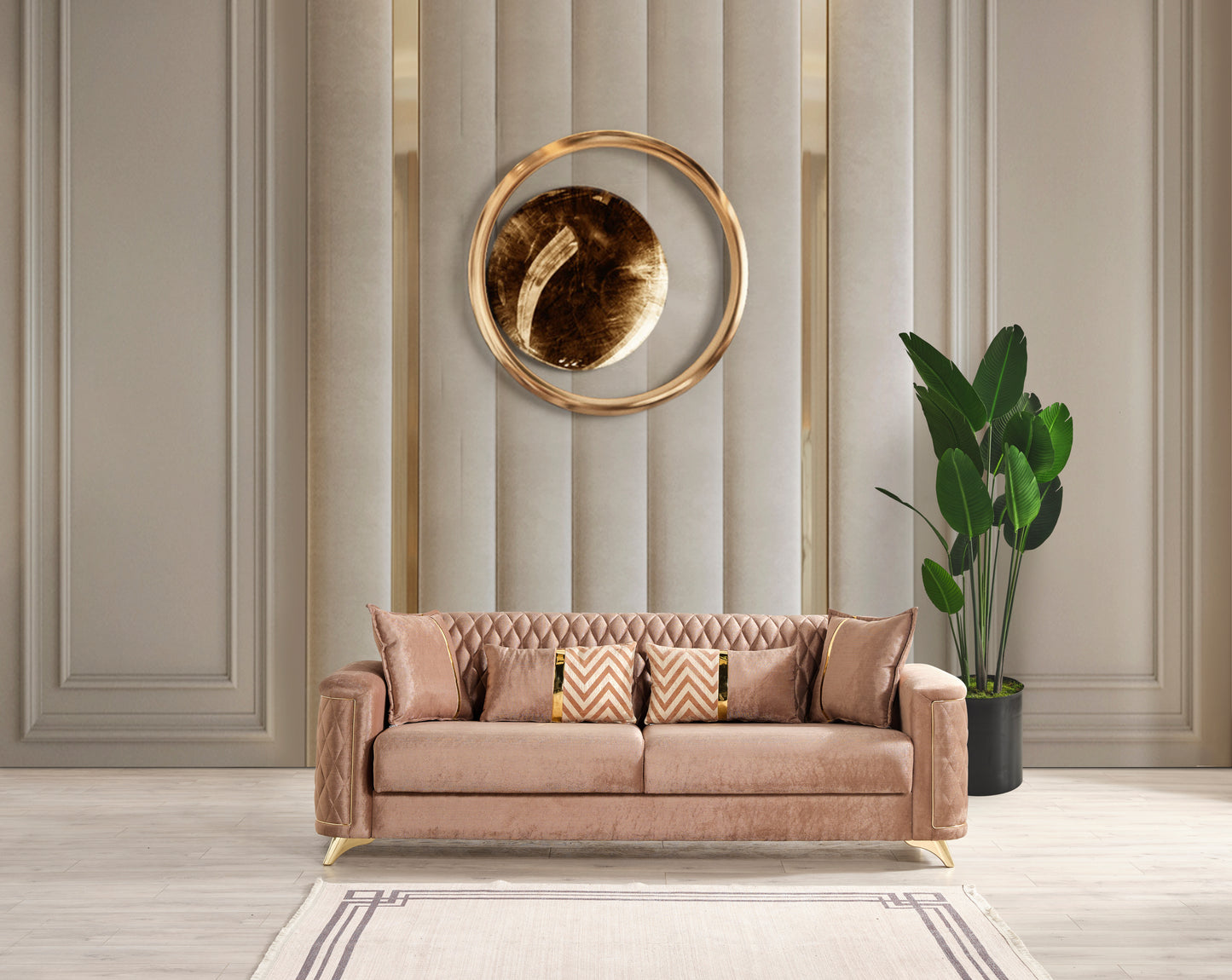 Luna 2Pc Modern Living Room Set in Copper