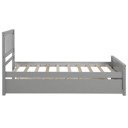 Twin size Platform Bed with Trundle, Gray