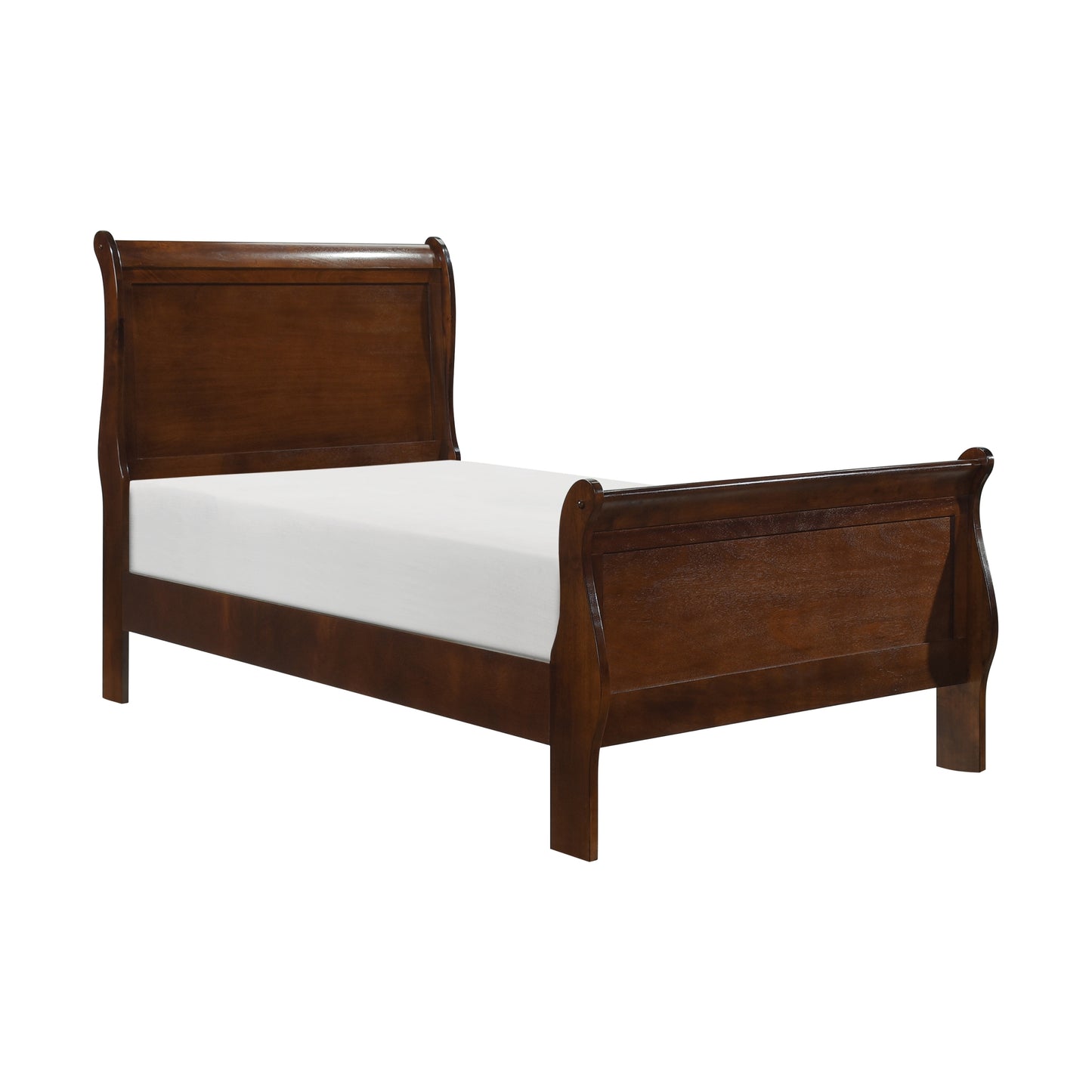 Classic Louis Philipe Style Twin Size Bed Brown Cherry Finish 1pc Traditional Design Bedroom Furniture Sleigh Bed