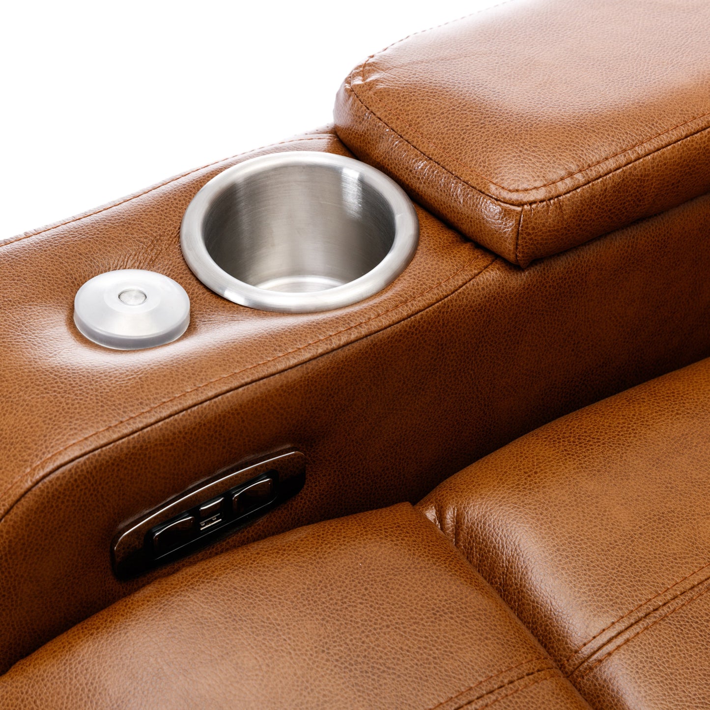 Power Motion Recliner Electric Power Recliner with USB Charging Port, Hidden Arm Storage, Convenient Cup Holder and Bluetooth Speaker,  Light  Brown(Old Sku:SG000800AAS)