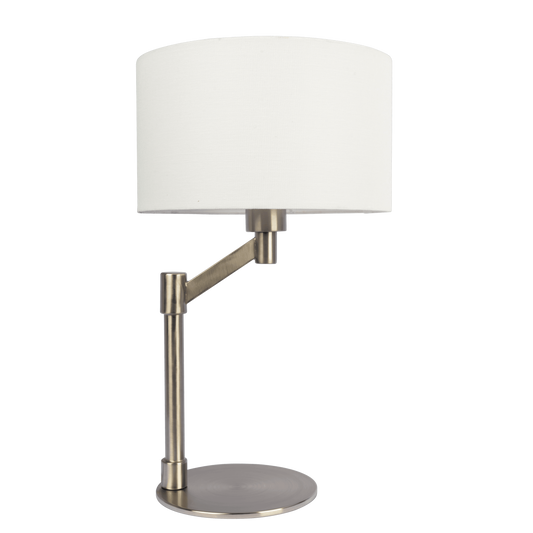 Horizon Brushed Nickel Table Lamp with On/Off Switch Curved Metal Base Linen Shade