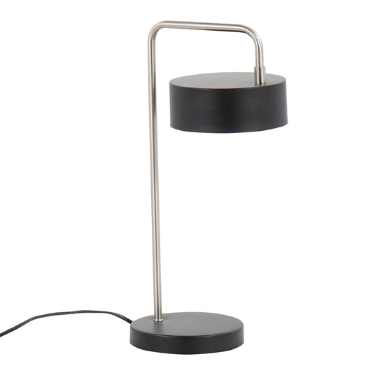 Puck Contemporary Table Lamp in Nickel and Black Metal by LumiSource