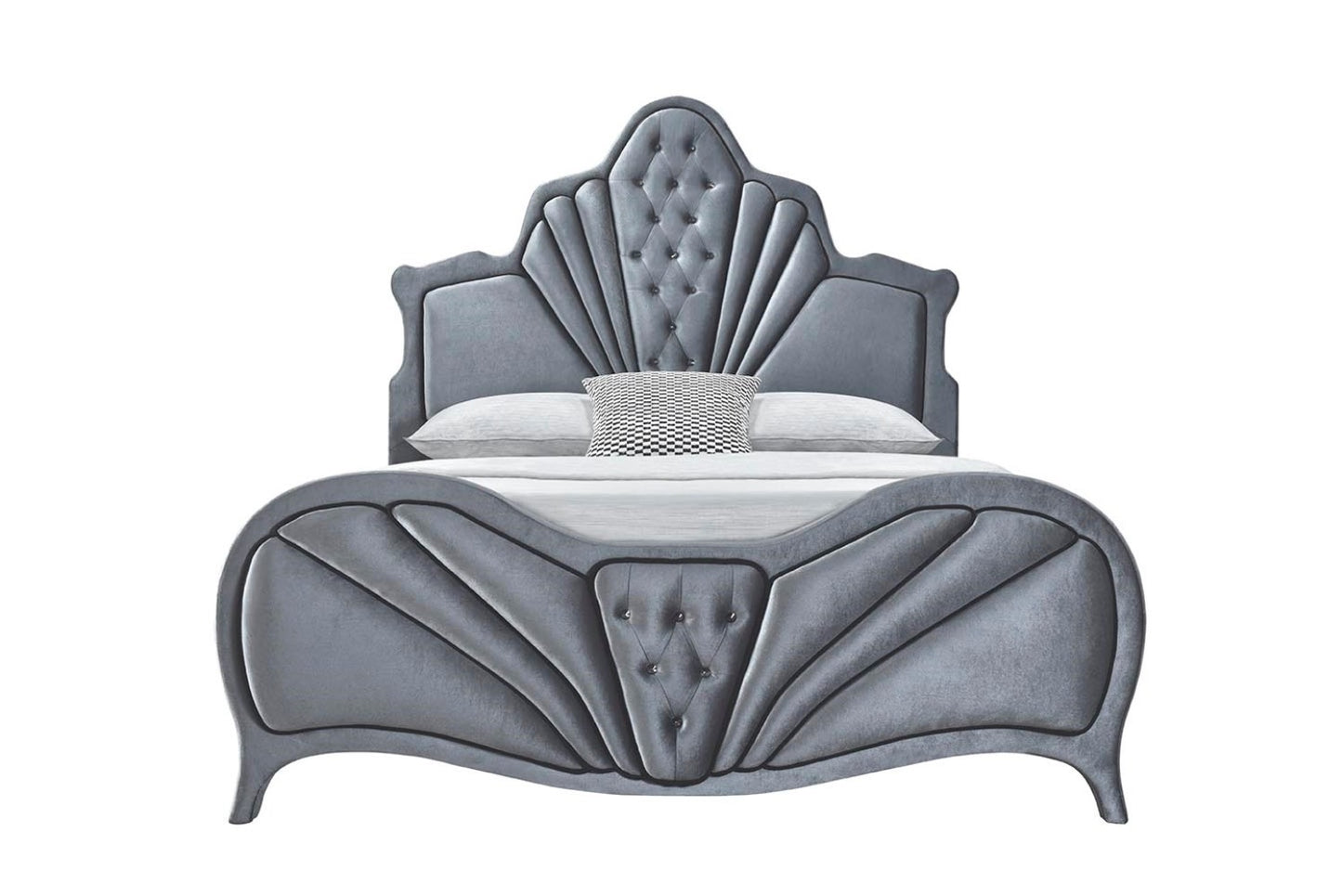 Dante Gray Velvet Queen Bed