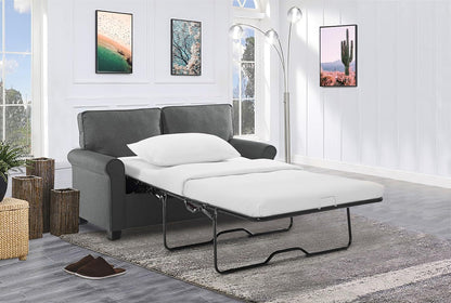 Love seat Sofa Sleeper With Memory Foam Mattress Rolled Arms,Linen Polyester Fabric,Wood and Metal Frame,Plastic Legs Sofa bed Sofa bed, Grey