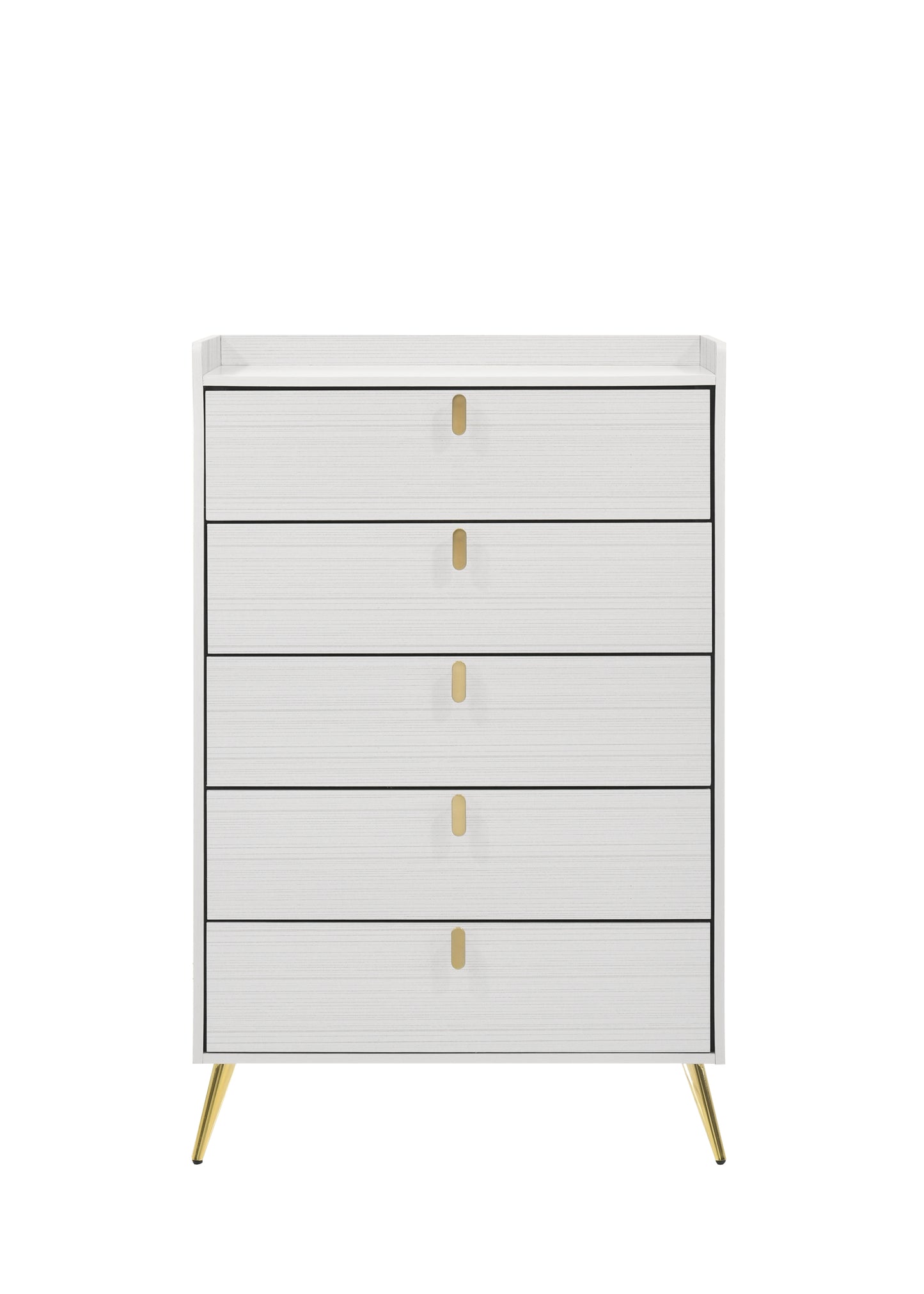 White 5-Drawer Chest with Pull Handles