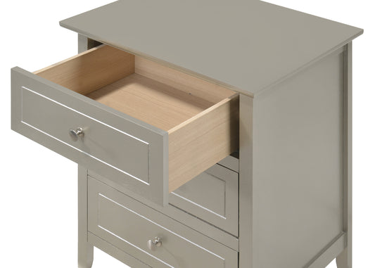 Sleek Contemporary Nightstand In Silver Champagne