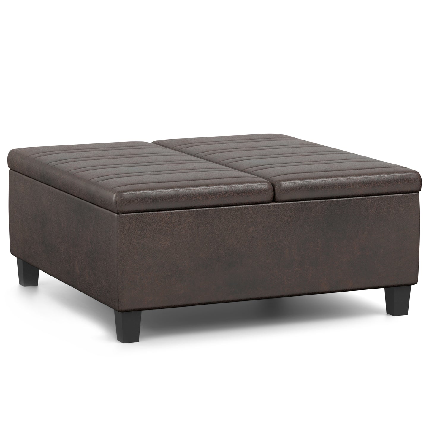 Ellis - Coffee Table Storage Ottoman - Distressed Brown