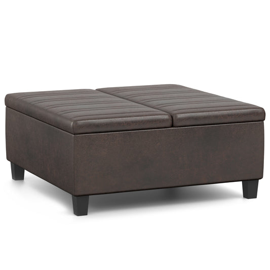 Ellis - Coffee Table Storage Ottoman - Distressed Brown