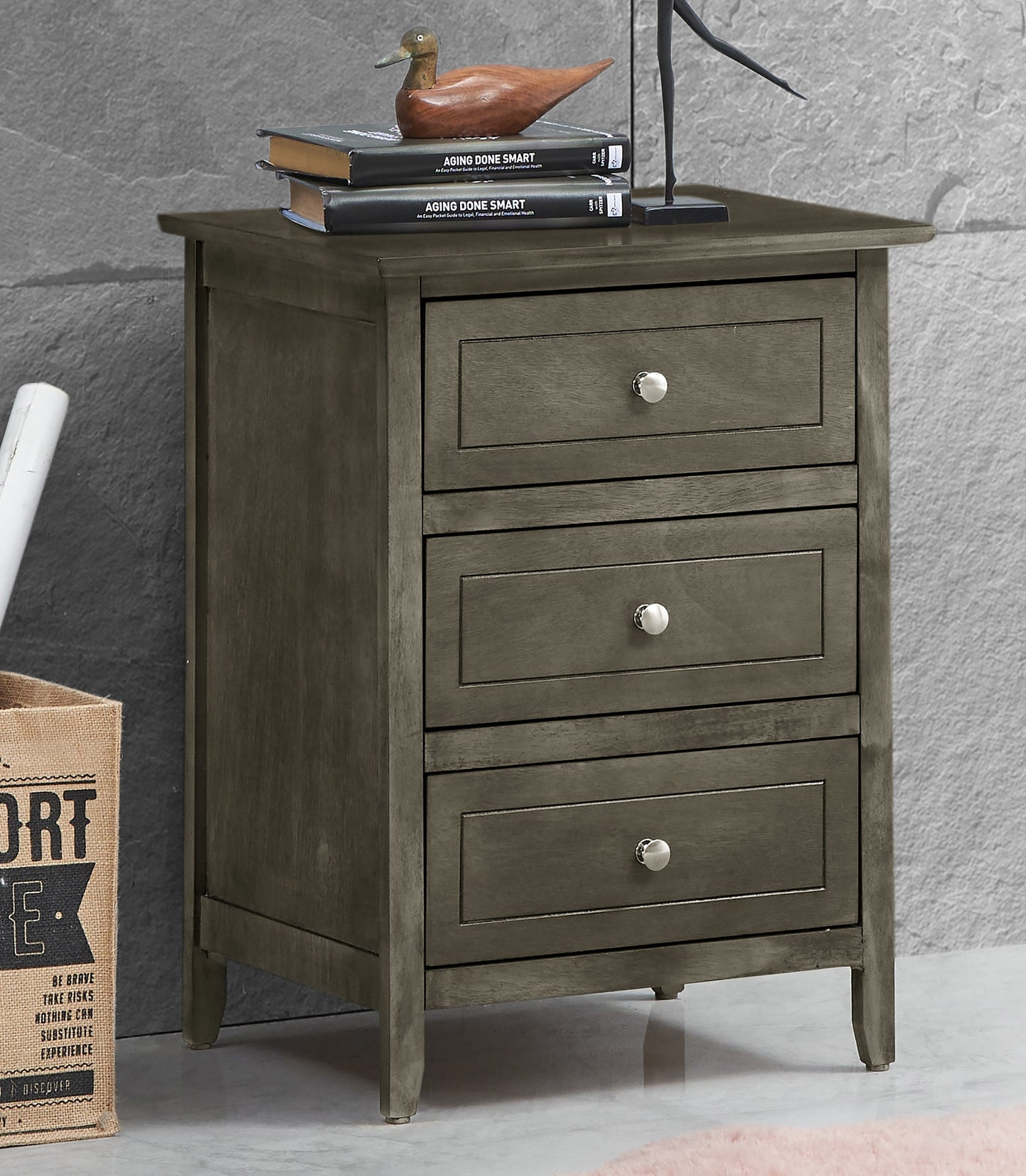 Sophisticated Gray Transitional Nightstand