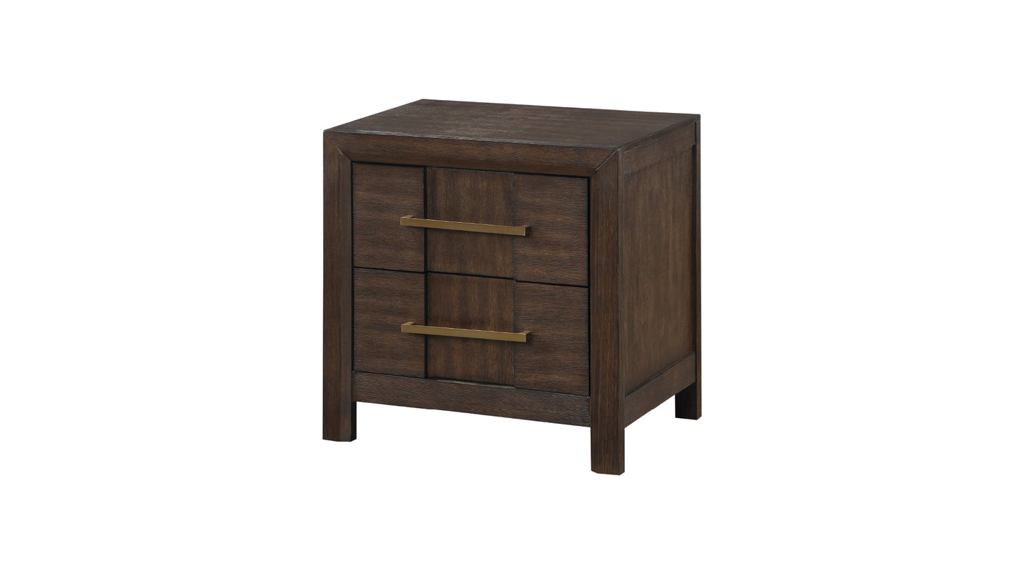 Modern Style 2-Drawer Nightstand Made with Wood in Walnut