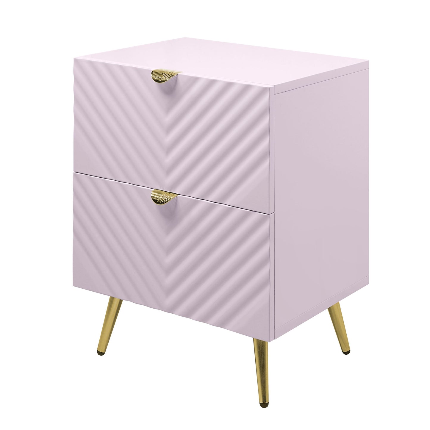 Pink High Gloss 2-Drawer Nightstand
