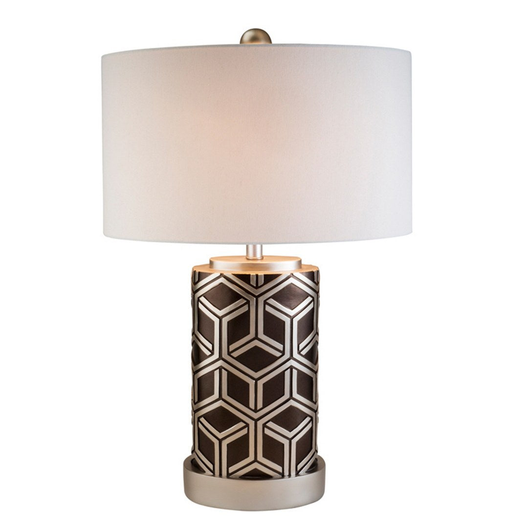 29.5' Tall Polyresin Table Lamp, Weave Chestnut Silver Design